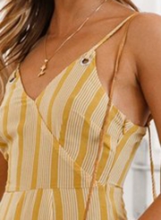 Summer Sexy Striped Spaghetti Strap Slit Straight Jumpsuit