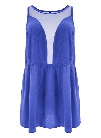 Summer Casual Loose Sleeveless Round Neck Ruffle Hem Irregular Tee zecalaba.com