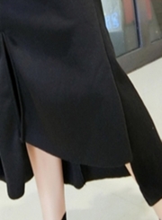 Casual Solid Thickening Long Sleeve Loose Hoodie Irregular Slit Skirt Set