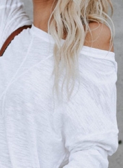 Casual Round Neck Long Sleeve Loose Solid Color Tee