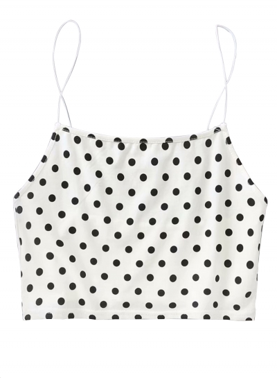 Sexy Slim Polka Dots Spaghetti Strap Backless Crop Top Camisole zecalaba.com