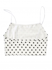 Sexy Slim Polka Dots Spaghetti Strap Backless Crop Top Camisole