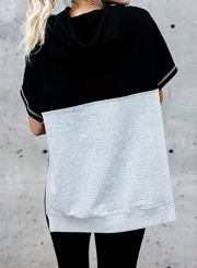 Summer Hooded Sleeveless Color Block Pockets Pullover Hoodie