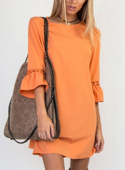 Orange Loose Mini Dress