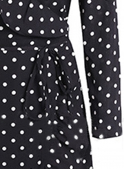 Black High Waist Polka Dot Slit Maxi Dress