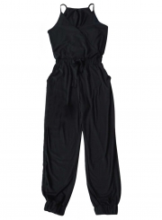 Black Spaghetti Strap Elastic Waist Jumpsuit